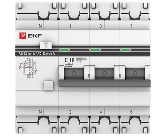 Дифференциальный автомат EKF PROxima АД-32 3P DA32-6-16-30-4P-a-pro – изображение 2