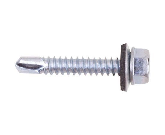 Кровельные саморезы с буром Стройбат 6,3x25 белый цинк 250 шт 304470 – изображение 2