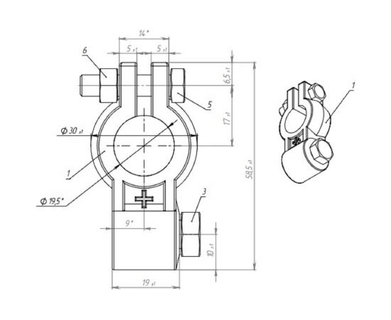 Свинцовые универсальные клеммы АКБ ДАЛИ-авто болт сбоку DA-02529 – изображение 2