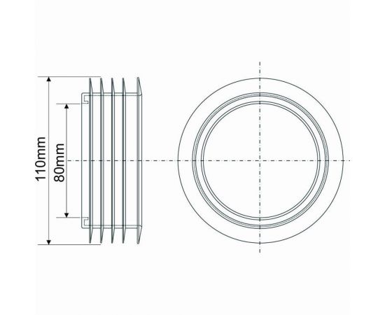 Переход McAlpine резиновый, 90 мм, вставляется внутрь 110 мм трубы (пакет) MRWC-OUTLET-PB – изображение 2