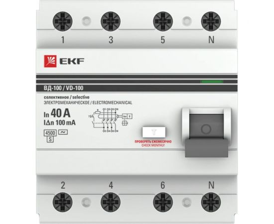 Селективное электромеханическое устройство защитного отключения EKF 4P 40А/100мА PROxima SQelcb-4-40-100S-em-pro – изображение 2
