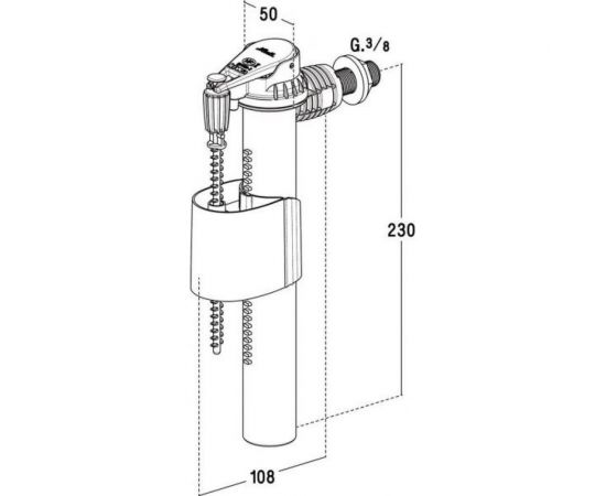 Заливной механизм для сливного бачка унитаза Nicoll 3/8, штуцер, латунь SIL10-0701058 – изображение 2