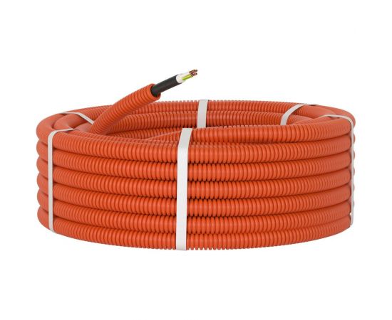 Гибкая гофрированная труба с кабелем DKC ПНД, д16мм, цвет оранжевый, 3х2,5 50м 7S91650 – изображение 3