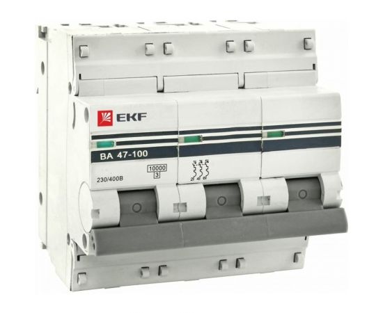 Автоматический трехполюсный выключатель EKF 80А C ВА47-100 10кА PROxima mcb47100-3-80C-pro 4920477 – изображение 4