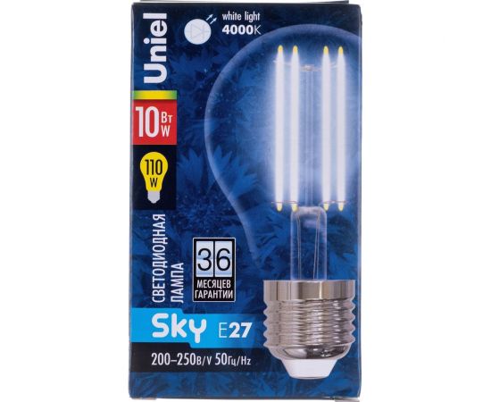 Светодиодная лампа Uniel Форма A, прозрачная Sky LED-A60-10W/NW/E27/CL UL-00002626 – изображение 4