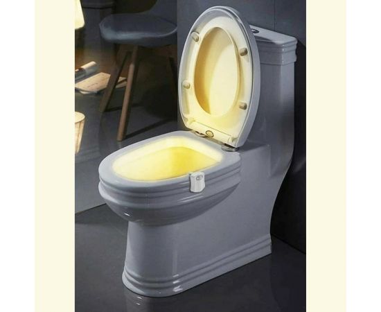 Led-подсветка для унитаза URM с датчиком движения на ааа-батарейках, 8 цветов, пластик, белая D01277 – изображение 5