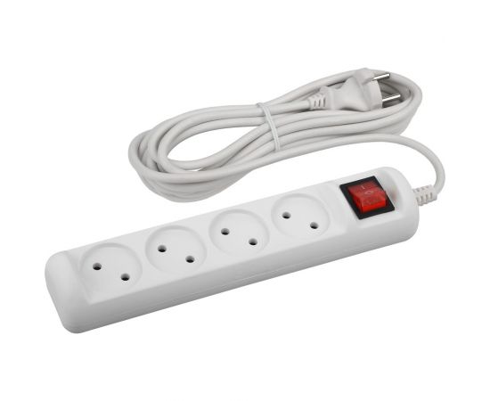 Удлинитель ЭРА U-4s-3m-2x1 без заземления, с выключателем, 4 гнезда, 3 м, ПВС, 2х1мм2, 10А, 20/600 Б0044053 