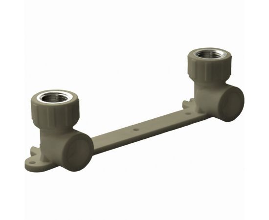 Двойной угольник ПОЛИТЭК настенный комплект, 20x1/2 с внутр.р. PPRC, серый 9600202012с 