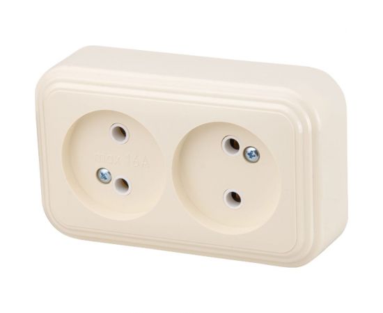 Розетка ЮПИТЕР двойная наружная Стандарт бежевая JP7430-08 