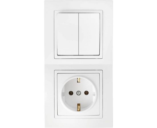 Блок Bylectrica 2 выключателя + розетка с заземляющим контактом СУ, серия УЮТ, белый, 2В-РЦ-730 