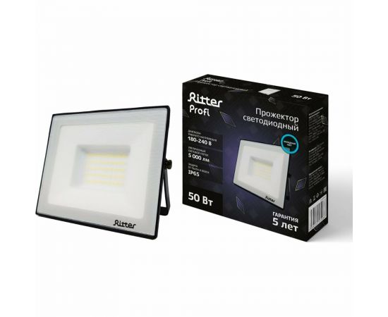 Светодиодный прожектор RITTER серия PROFI 230В 50 Вт 6500К 5000Лм IP65 черный 53408 6 