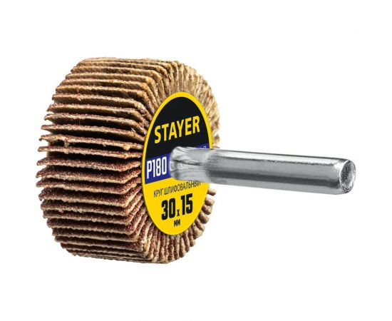 Круг шлифовальный лепестковый на шпильке STAYER P180, 30x15 мм 36606-180 