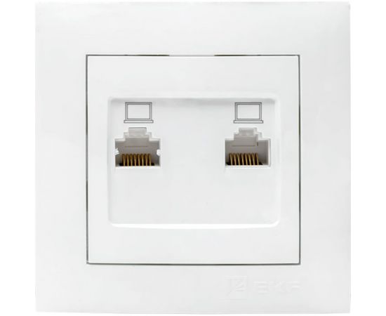 2-местная компьютерная розетка EKF Валенсия, RJ-45 белая PROxima EWK02-035-10 