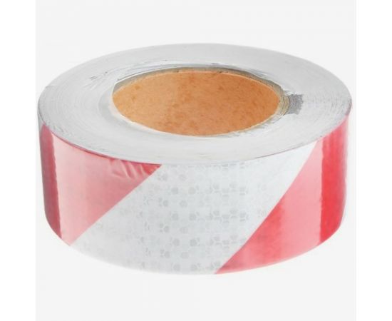 Светоотражающая самоклеящаяся лента СИМАЛЕНД бело-красная, 5 см х 25 м 4708048 