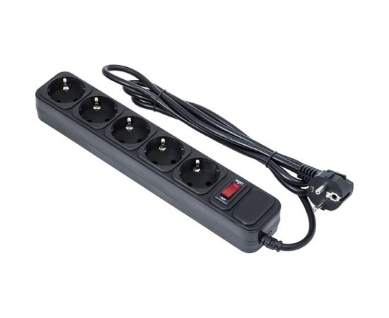 Сетевой фильтр ExeGate SP-5-1.8B 5 евро с заземлением, 1.8м, выключатель с подсветкой, черный 221175 