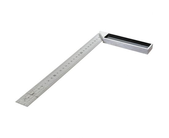 Угловая стальная линейка DELI dl302300 300 мм, нержавеющая сталь, алюминиевое основание 104517 – изображение 2