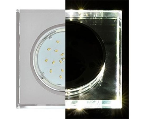 Светильник Ecola GX53 H4 LD5311 Glass стекло, квадрат, край подсветка хром-хром зеркало 38x120x120 SM53SNECH – изображение 2