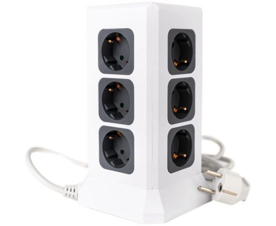 Удлинитель ROCKETSOCKET Tower Extended 12 Euro 16A, 4 USB 3A+C с блоком 5В/3.4А, кабель 2,0 м цвет белый GNS5004 – изображение 2