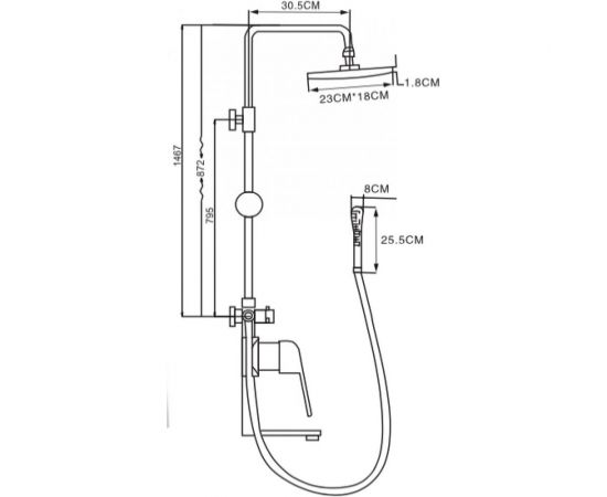 Душевая стойка Potato 3-х функциональная, в комплекте с шлангом и душевой лейкой P3597 – изображение 2