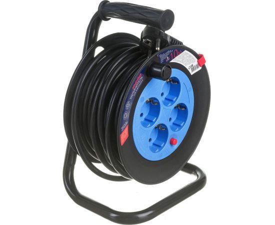 Удлинитель на катушке Smartbuy 4 гнезда, 10м с заземлением и предохранителем ПВС 3х1,5 16А/3,5кВт – изображение 2