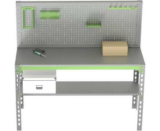 Металлический стол Metalex 750x1500x500 + перфопанель с комплектом аксессуаров SMMPRIA751550 – изображение 2