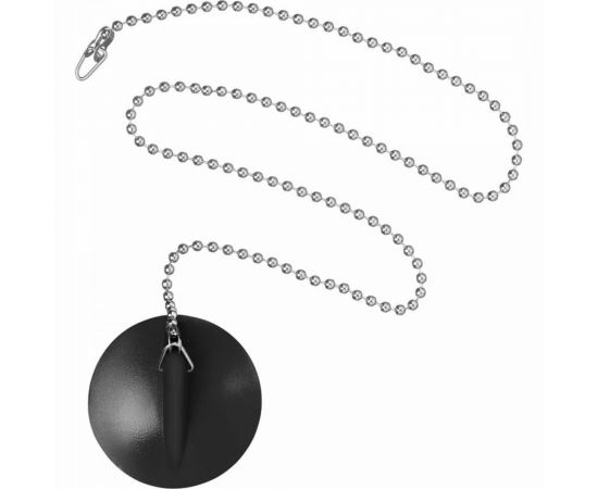 Пробка для ванн, раковин СУПРИМПЛАСТ черная, диаметром 40 мм, с латунной цепочкой 50 см 1DVR40_01_02Z50H – изображение 2