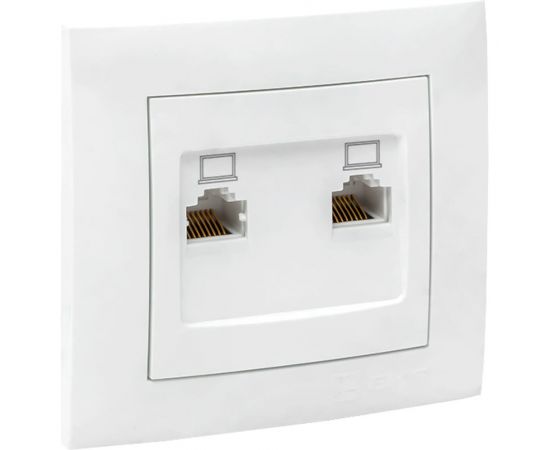 2-местная компьютерная розетка EKF Валенсия, RJ-45 белая PROxima EWK02-035-10 – изображение 3
