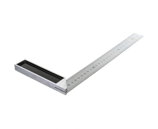 Угловая стальная линейка DELI dl302300 300 мм, нержавеющая сталь, алюминиевое основание 104517 – изображение 3