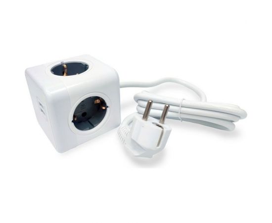 Удлинитель ROCKETSOCKET Cube Extended 4 Euro 16A, 2 USB A с блоком 5В/2.1А, кабель 1,5 м цвет серый GNS1404 – изображение 3