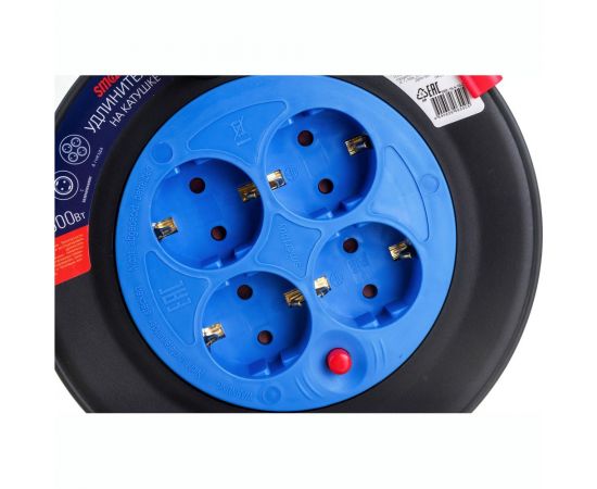 Удлинитель на катушке Smartbuy 4 гнезда, 10м с заземлением и предохранителем ПВС 3х1,5 16А/3,5кВт – изображение 4