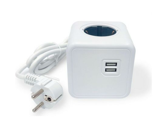 Удлинитель ROCKETSOCKET Cube Extended 4 Euro 16A, 2 USB A с блоком 5В/2.1А, кабель 1,5 м цвет серый GNS1404 – изображение 4