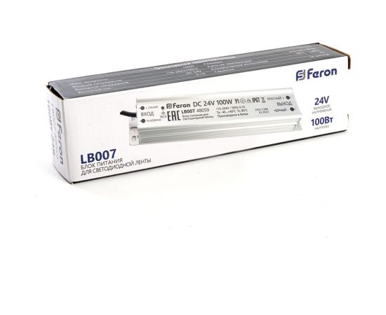 Электронный трансформатор для светодиодной ленты FERON 100W 24V (драйвер), LB007, 48059 – изображение 5