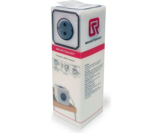 Удлинитель ROCKETSOCKET Cube Extended 4 Euro 16A, 2 USB A с блоком 5В/2.1А, кабель 1,5 м цвет серый GNS1404 – изображение 9