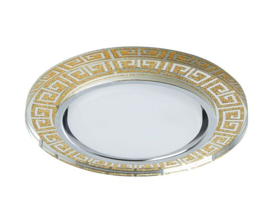 Встраиваемый светильник для натяжных потолков с белой LED подсветкой Feron CD4981 GX53, прозрачный, золото, 41907 