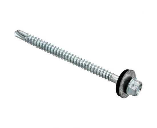 Кровельные саморезы с буром Стройбат 4,8x80 белый цинк 150 шт 335450 