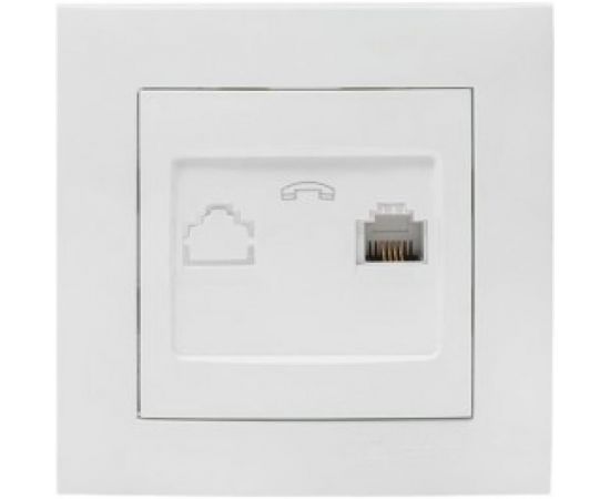 Розетка EKF Phone Минск, 1-местная, ОП, белая, Basic SQEGT01-034-10 