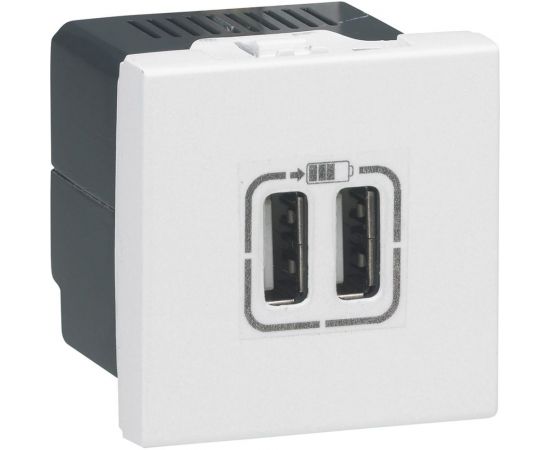 2-местная USB розетка Legrand Mosaic для зарядки, цвет белый 278594L 