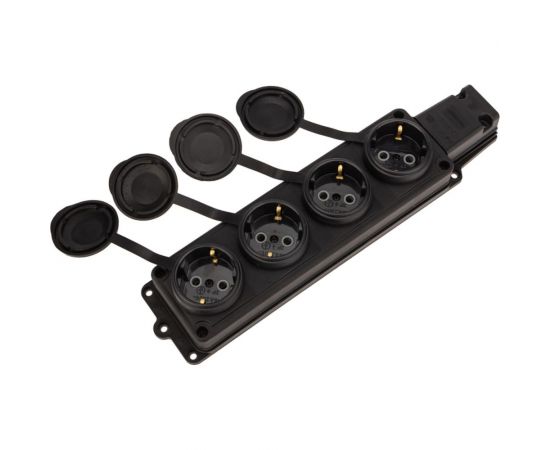 Штепсельная четырехместная влагозащищенная розетка PROCONNECT 2P+PE 230V, 16 А, IP44 каучук 111-114-4 
