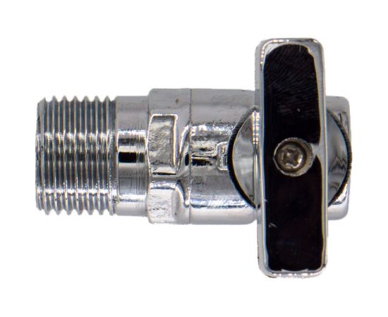 Шаровой кран для бытовых приборов СТМ угловой 1/2""х1/2"" г/ш., удлиненная резьба, с отражателем, бабочка, хром CAMF1212 – изображение 2