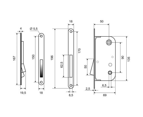 Межкомнатный магнитный замок Palladium 090 M AB 00008393 – изображение 3