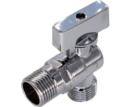 Шаровой кран для бытовых приборов СТМ угловой 1/2""х1/2"" г/ш., удлиненная резьба, с отражателем, бабочка, хром CAMF1212 – изображение 3