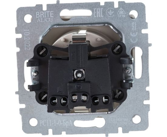 1-местная розетка IEK Brite рс11-1-0-бра с заземлением, без защитных шторок, 16А, алюминий BR-R11-16-K47 – изображение 3