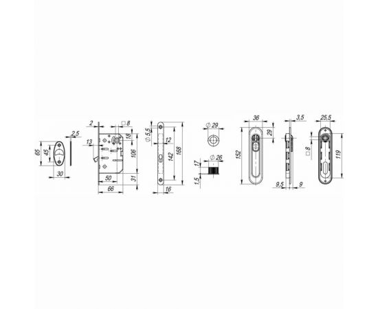 Набор для раздвижных дверей ARMADILLO SH011-BK СP-8 Хром 26677 – изображение 3