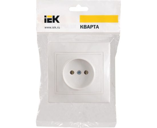 Розетка х1 IEK КВАРТА без заземления, в сборе, без шторки, белый ERK13-K01-10-DM – изображение 3