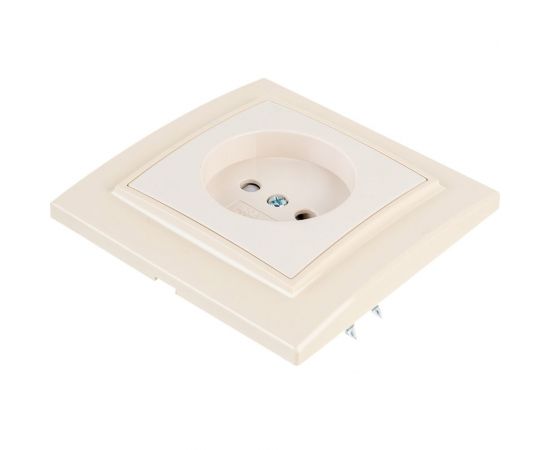 1-местная розетка EKF Минск СП без заземления, 10 А, с защитными шторками, бежевый ERR10-022-200 – изображение 4