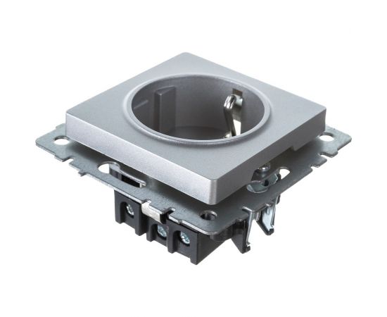 1-местная розетка IEK Brite рс11-1-0-бра с заземлением, без защитных шторок, 16А, алюминий BR-R11-16-K47 – изображение 4