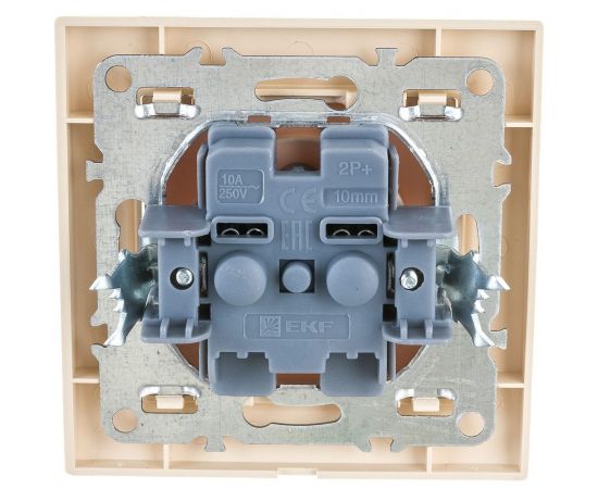 1-местная розетка EKF Минск СП без заземления, 10 А, с защитными шторками, бежевый ERR10-022-200 – изображение 5