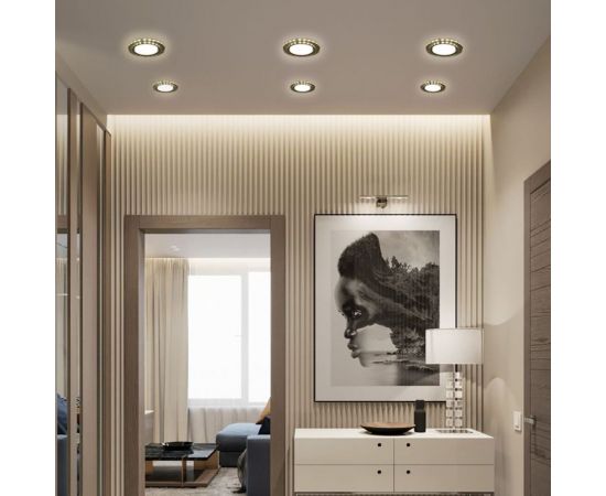 Встраиваемый светильник для натяжных потолков с белой LED подсветкой Feron CD4981 GX53, прозрачный, золото, 41907 – изображение 5