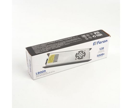 Электронный трансформатор FERON для светодиодной ленты 500W 12V (драйвер), LB009, 48009 – изображение 6