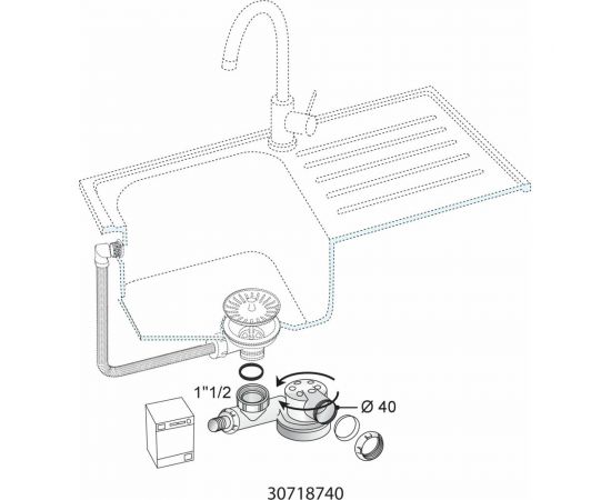 Сифон Wirquin ESPACE 1 1/2 х 40 мм, сверхплоский, с отводом для стиральной машины, без выпуска 30717975 – изображение 7